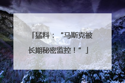 猛料：“马斯克被长期秘密监控！”