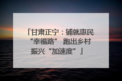 甘肃正宁：铺就惠民“幸福路” 跑出乡村振兴“加速度”