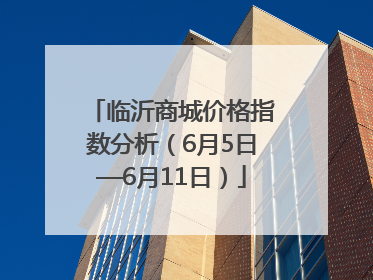 临沂商城价格指数分析（6月5日—6月11日）