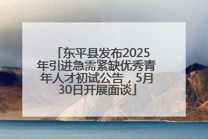 东平县发布2025年引进急需紧缺优秀青年人才初试公告，5月30日开展面谈