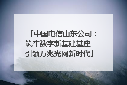 中国电信山东公司：筑牢数字新基建基座 引领万兆光网新时代