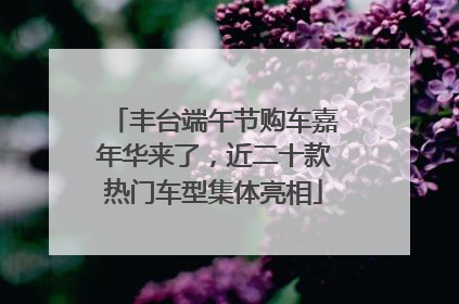 丰台端午节购车嘉年华来了，近二十款热门车型集体亮相