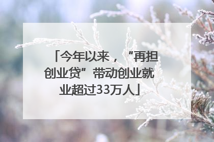 今年以来，“再担创业贷”带动创业就业超过33万人
