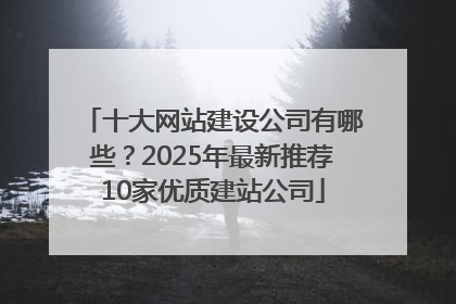 十大网站建设公司有哪些？2025年最新推荐10家优质建站公司