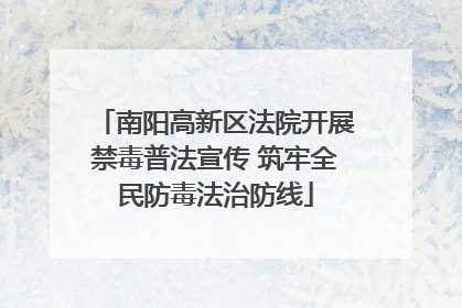 南阳高新区法院开展禁毒普法宣传 筑牢全民防毒法治防线