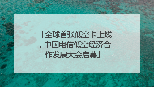 全球首张低空卡上线，中国电信低空经济合作发展大会启幕