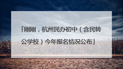 刚刚，杭州民办初中（含民转公学校）今年报名情况公布