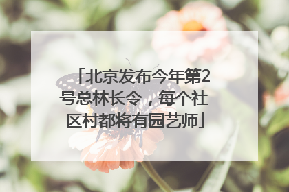 北京发布今年第2号总林长令，每个社区村都将有园艺师