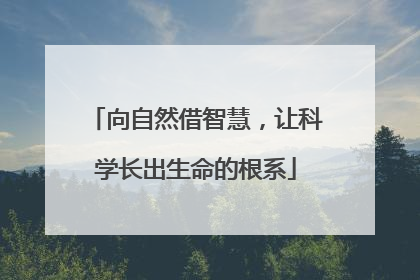 向自然借智慧，让科学长出生命的根系