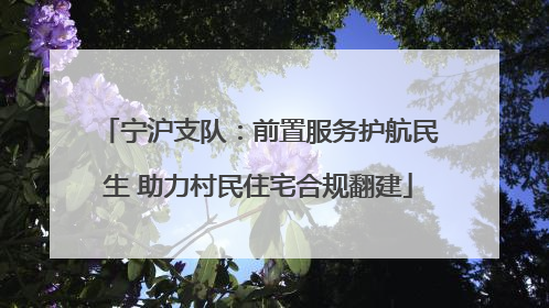 宁沪支队：前置服务护航民生 助力村民住宅合规翻建