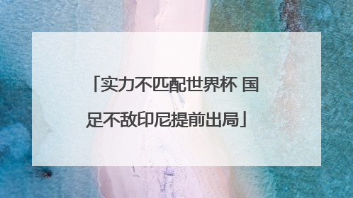 实力不匹配世界杯 国足不敌印尼提前出局