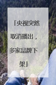 央视突然取消播出，多家品牌下架