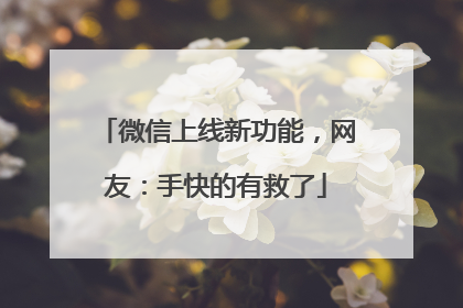 微信上线新功能，网友：手快的有救了