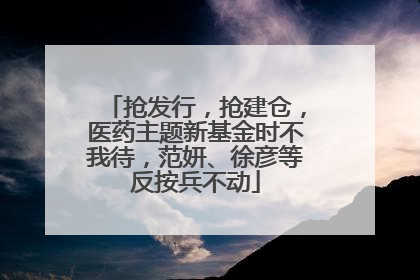 抢发行，抢建仓，医药主题新基金时不我待，范妍、徐彦等反按兵不动