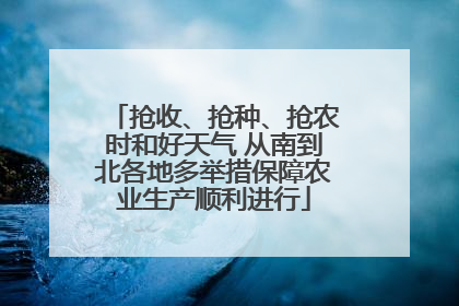 抢收、抢种、抢农时和好天气 从南到北各地多举措保障农业生产顺利进行
