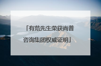 有范先生荣获尚普咨询集团权威证明