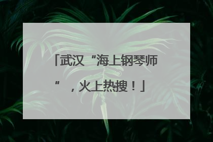 武汉“海上钢琴师”，火上热搜！