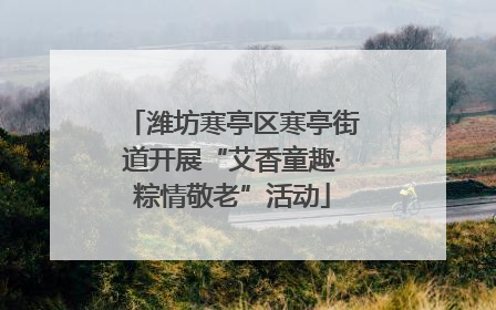 潍坊寒亭区寒亭街道开展“艾香童趣·粽情敬老”活动