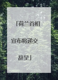 荷兰首相宣布将递交辞呈