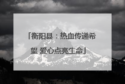 衡阳县：热血传递希望 爱心点亮生命