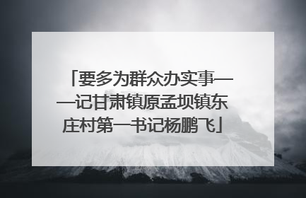要多为群众办实事——记甘肃镇原孟坝镇东庄村第一书记杨鹏飞