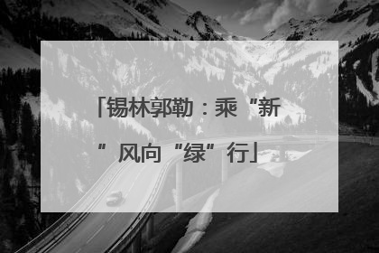 锡林郭勒：乘“新”风向“绿”行