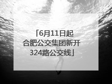 6月11日起 合肥公交集团新开324路公交线