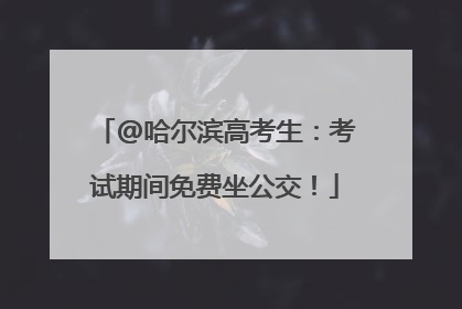 @哈尔滨高考生：考试期间免费坐公交！