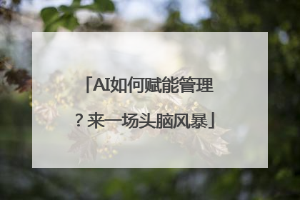 AI如何赋能管理？来一场头脑风暴