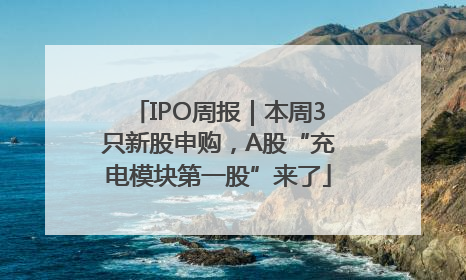 IPO周报｜本周3只新股申购，A股“充电模块第一股”来了